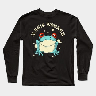 Magic Worker Frog Cottagecore Aesthetic Long Sleeve T-Shirt